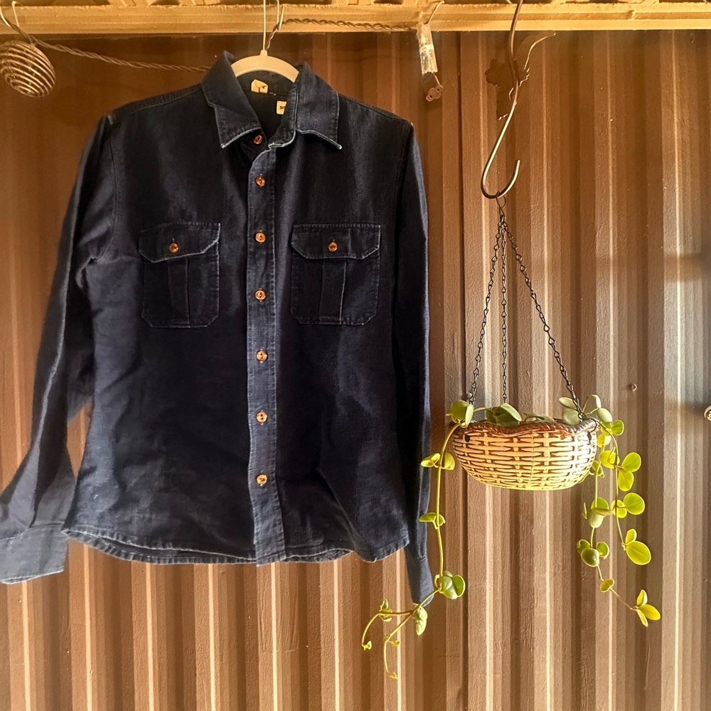 Indigo Dark Blue Denim Shirt